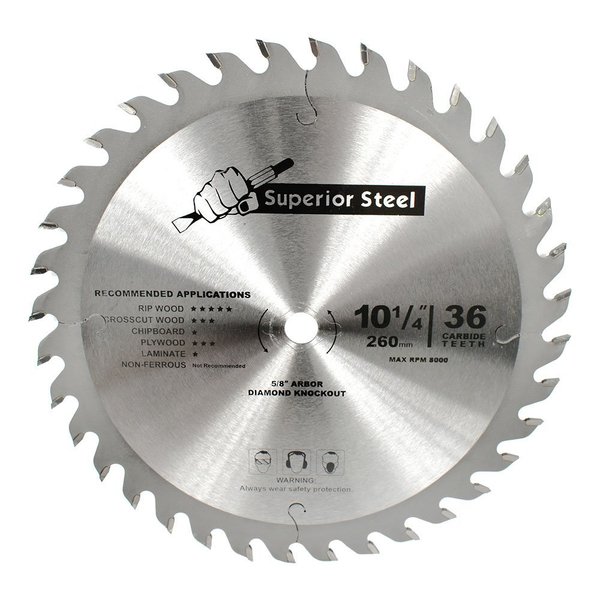 Superior Steel 10-1/4 Inch x 36 Teeth Framing Circular Saw Blade 25034